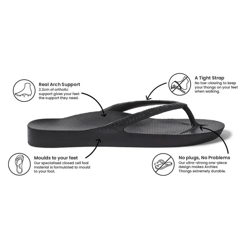 Archies Arch Support Jandals - Sangria Red